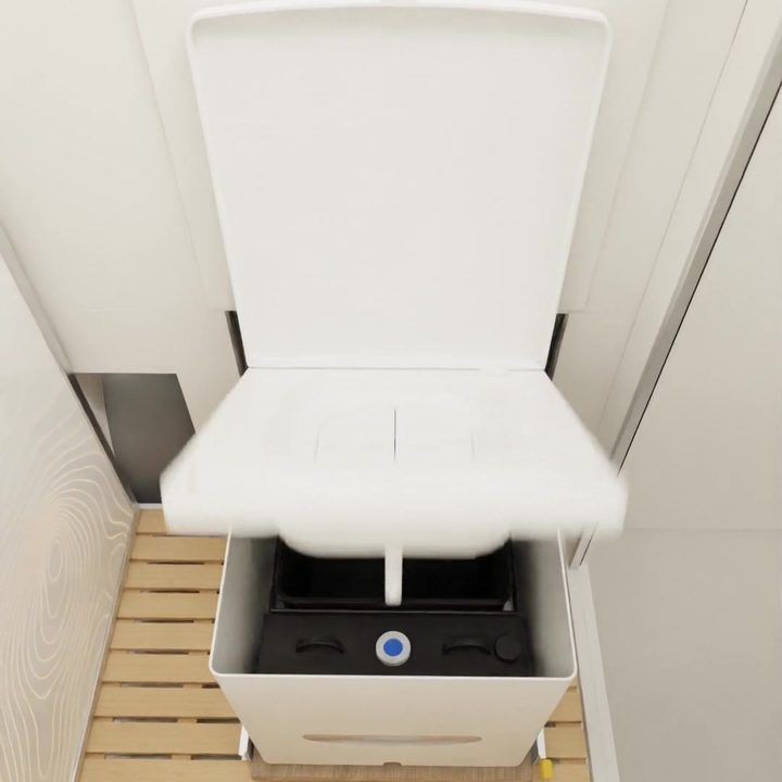 Instagram: the composting toilet slid out with its lid up