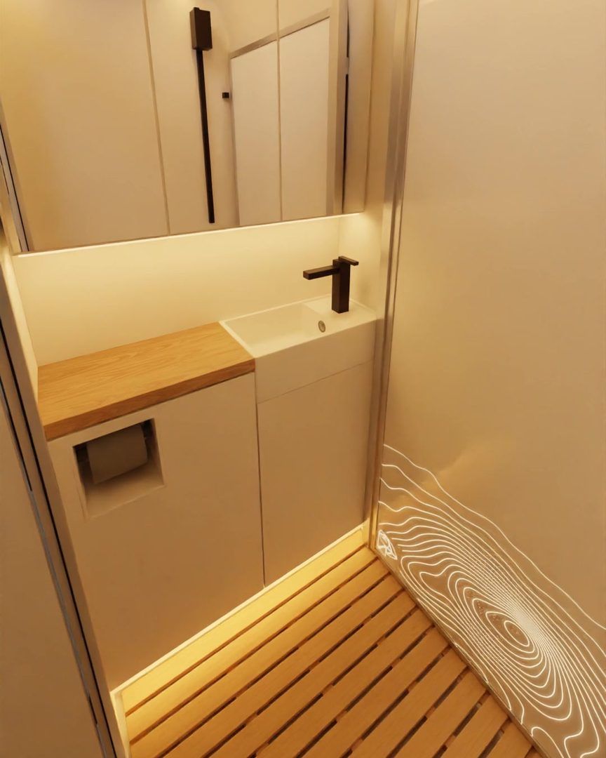 Bathroom render, warm scene